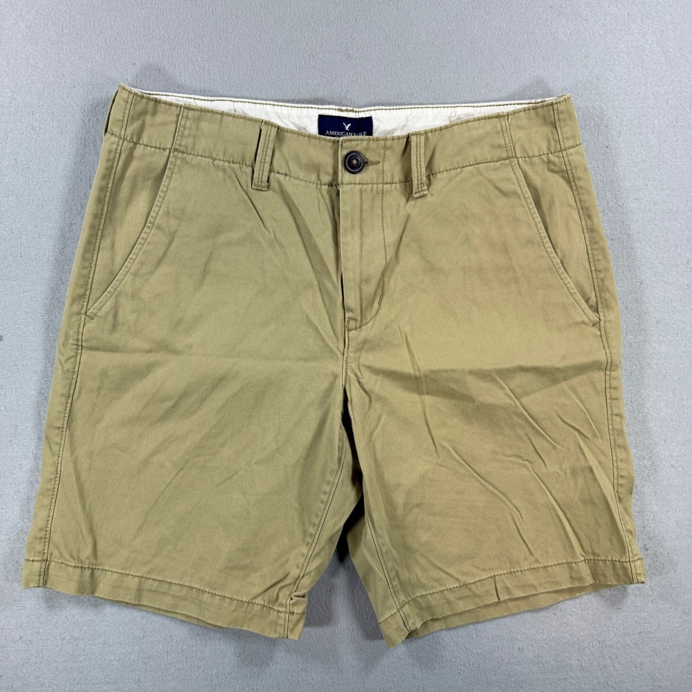 American Eagle Shorts Mens 32 Khaki Prep Chino‎ Cotton Flat Front Casual Classic